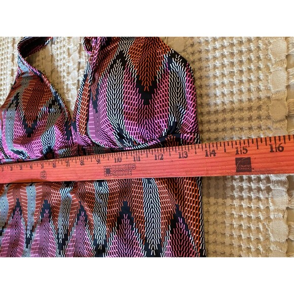 Hapari Womens  Bikini Swimsuit Halter Top Size Medium Orange Pink Black - Picture 8 of 8